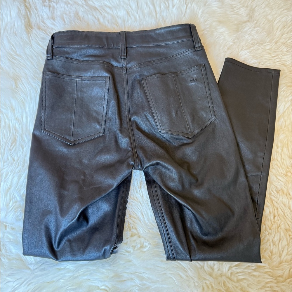 Rag & Bone 100% Lambskin Leather Pants | Size 23 | Black Straight Crop - Picture 3 of 8